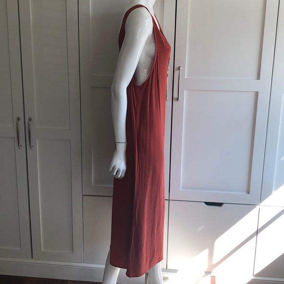 Brick rust orange red sleeveless deep v jumpsuit - Picture 5 of 8